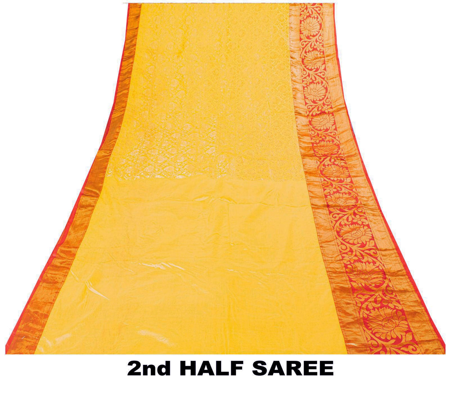 Sanskriti Vintage Saree Yellow Soft Blend Silk Brocade Woven Sari 5+Yard Fabric