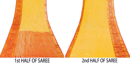Sanskriti Vintage Saree Yellow Soft Blend Silk Brocade Woven Sari 5+Yard Fabric