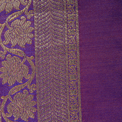 Sanskriti Vintage Saree Yellow-Purple Art Silk Brocade Zari Hand Woven Sari 5+YD