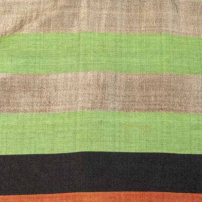 Sanskriti Vintage Saree Gray Pure Silk Handloom/Handcraft Sari 6Yd Craft Fabric