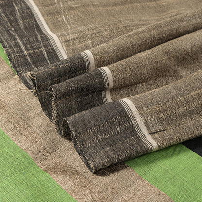 Sanskriti Vintage Saree Gray Pure Silk Handloom/Handcraft Sari 6Yd Craft Fabric