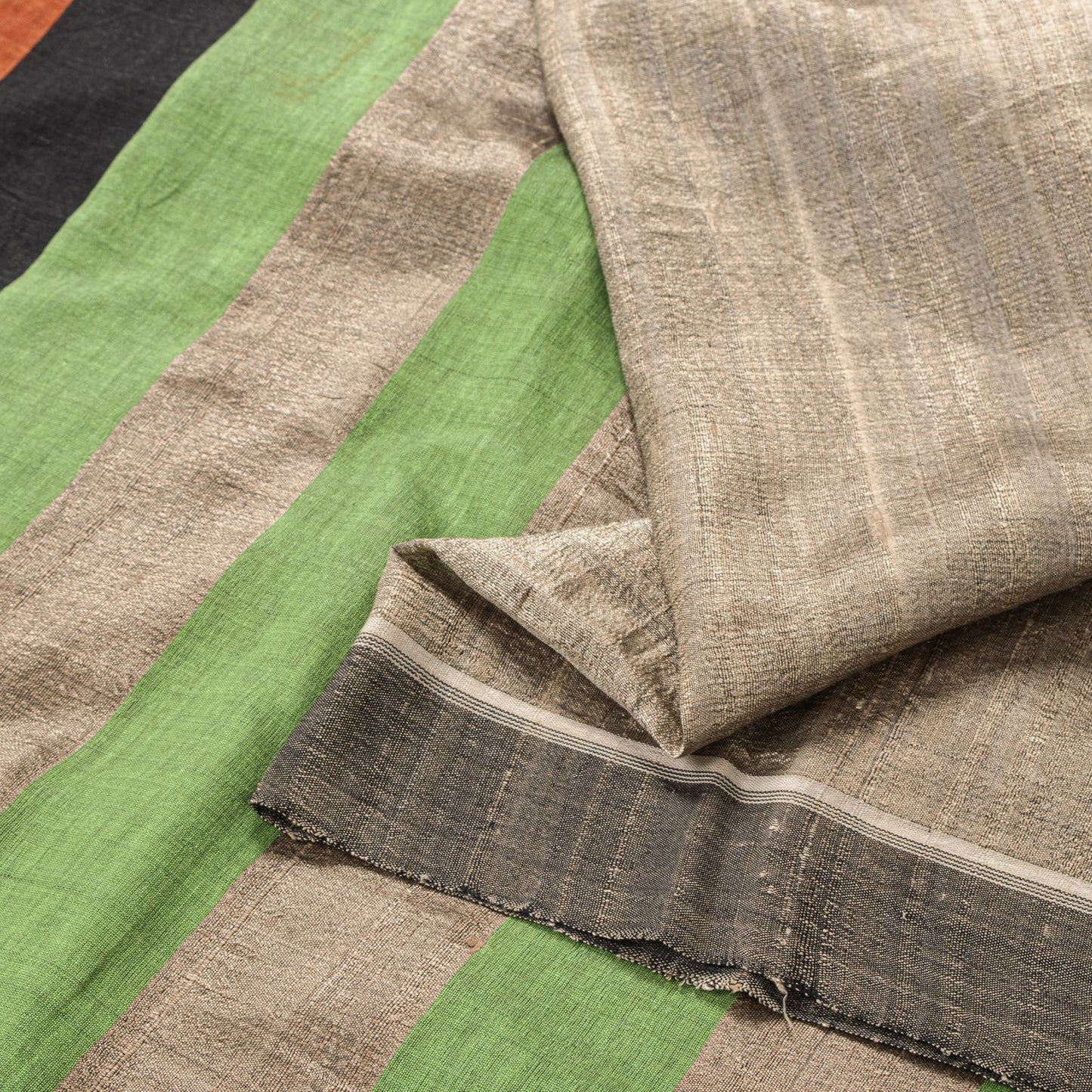Sanskriti Vintage Saree Gray Pure Silk Handloom/Handcraft Sari 6Yd Craft Fabric