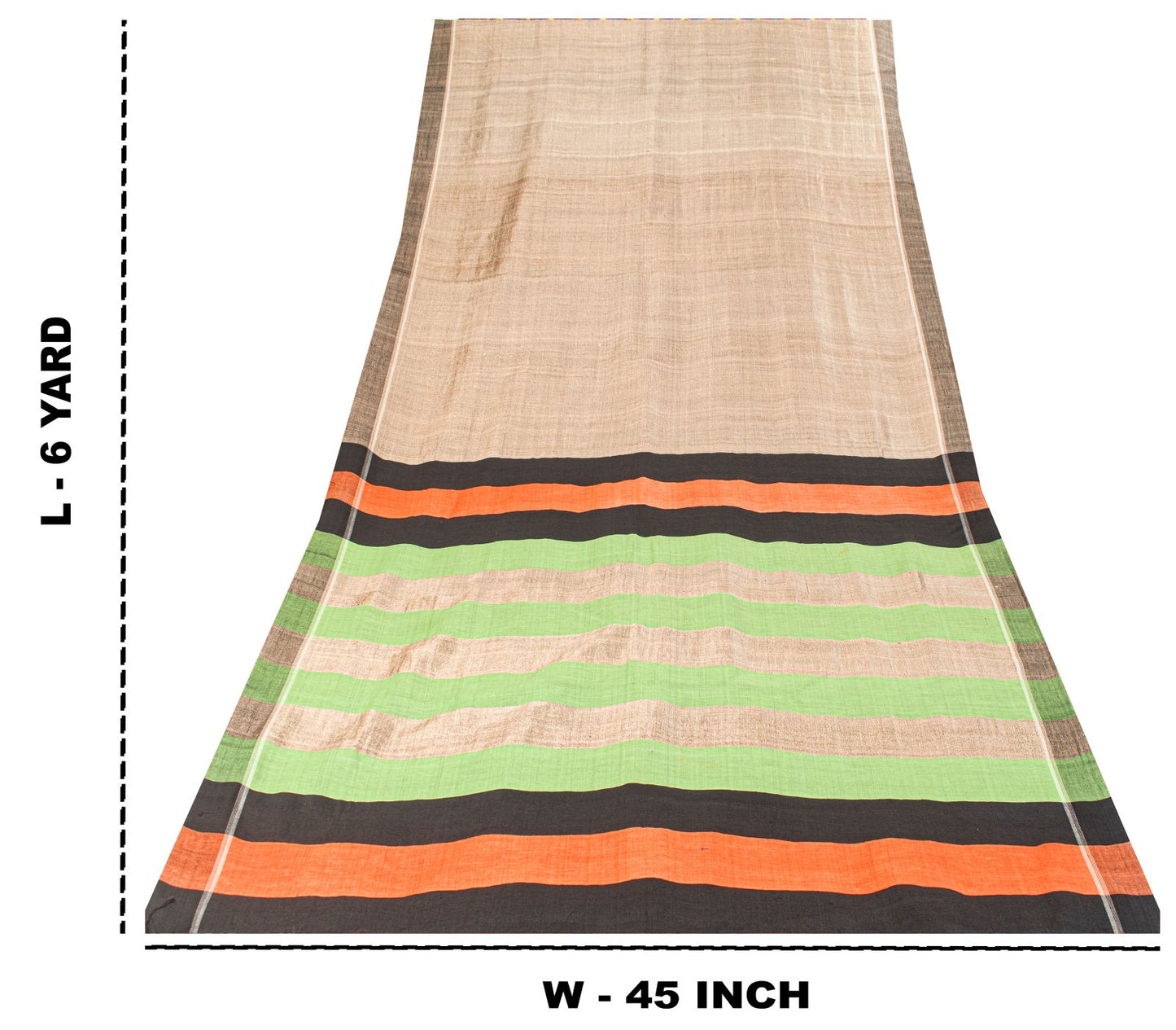Sanskriti Vintage Saree Gray Pure Silk Handloom/Handcraft Sari 6Yd Craft Fabric