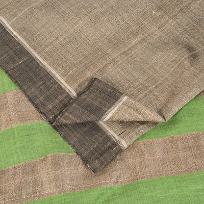 Sanskriti Vintage Saree Gray Pure Silk Handloom/Handcraft Sari 6Yd Craft Fabric