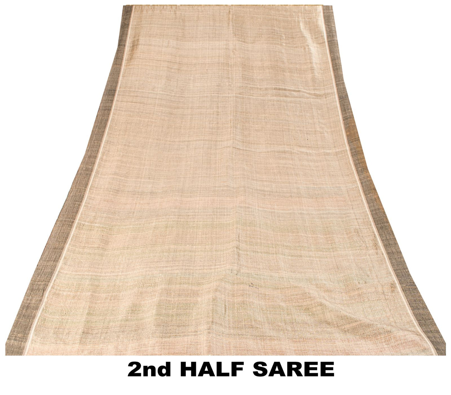 Sanskriti Vintage Saree Gray Pure Silk Handloom/Handcraft Sari 6Yd Craft Fabric