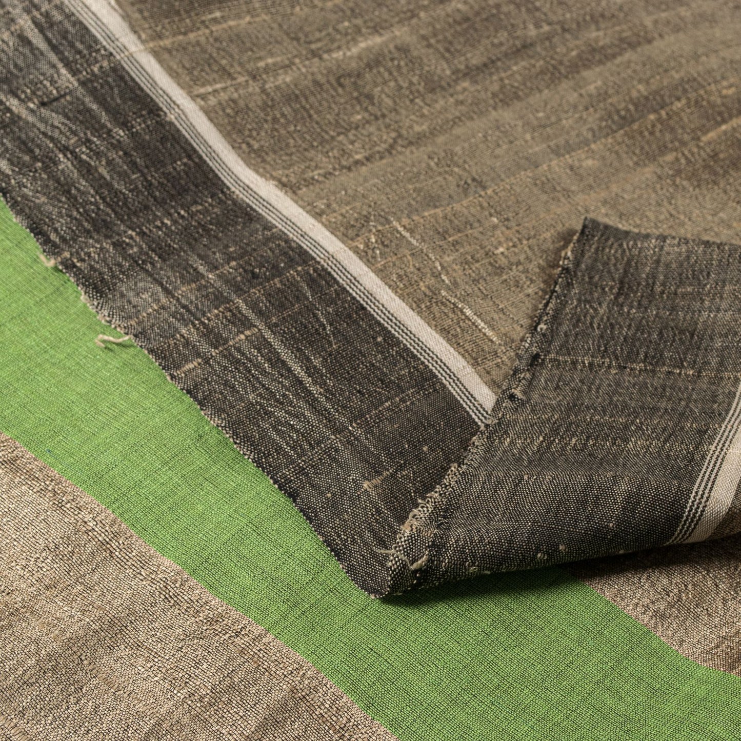 Sanskriti Vintage Saree Gray Pure Silk Handloom/Handcraft Sari 6Yd Craft Fabric