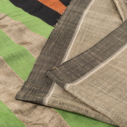 Sanskriti Vintage Saree Gray Pure Silk Handloom/Handcraft Sari 6Yd Craft Fabric