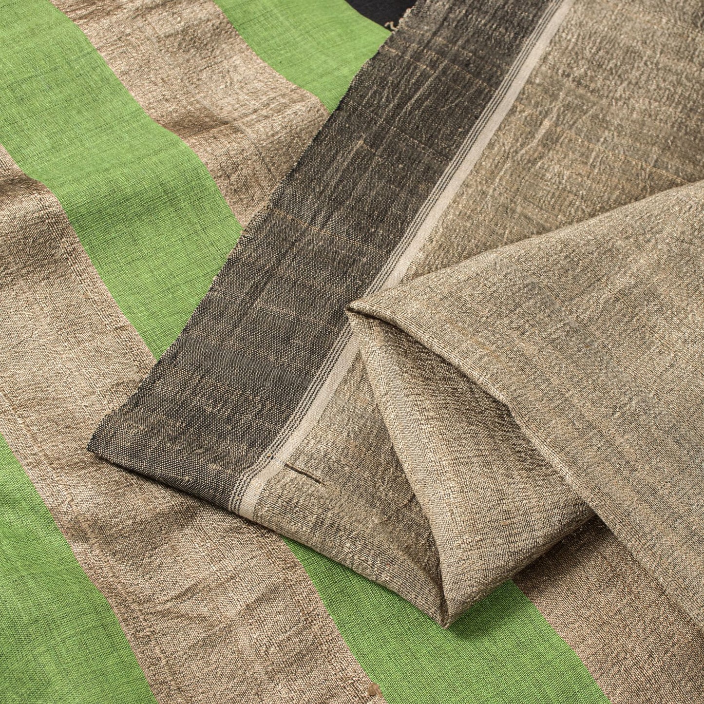 Sanskriti Vintage Saree Gray Pure Silk Handloom/Handcraft Sari 6Yd Craft Fabric