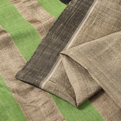 Sanskriti Vintage Saree Gray Pure Silk Handloom/Handcraft Sari 6Yd Craft Fabric