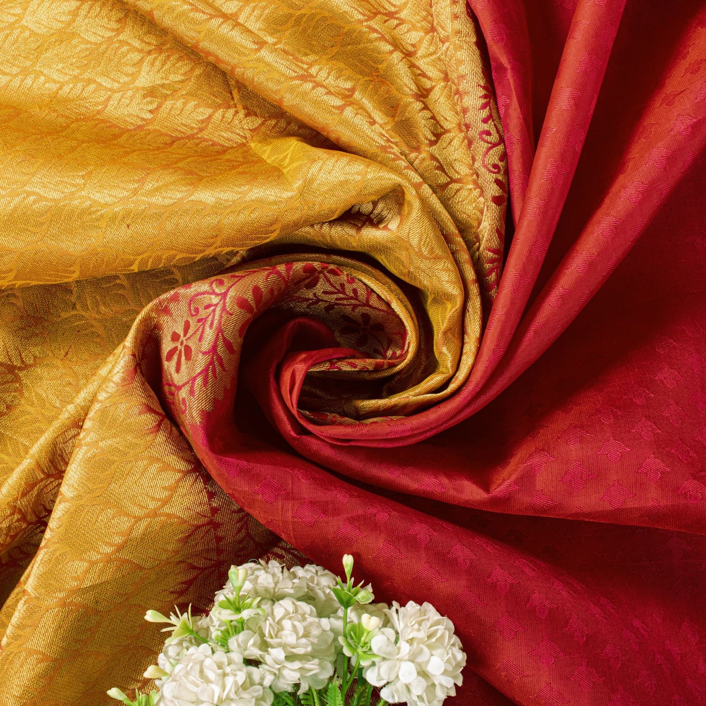 Sanskriti Vintage Pink Cotton Silk Kanjivaram Saree Fabric Hand Woven Zari Sari
