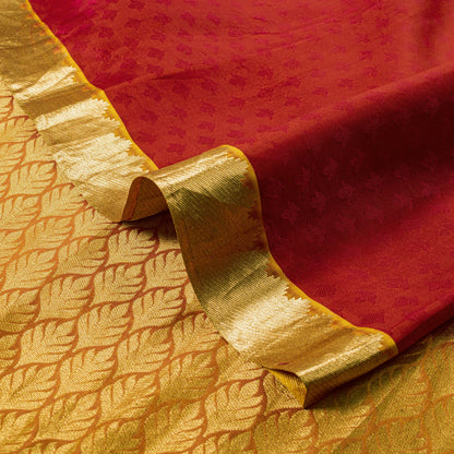 Sanskriti Vintage Pink Cotton Silk Kanjivaram Saree Fabric Hand Woven Zari Sari