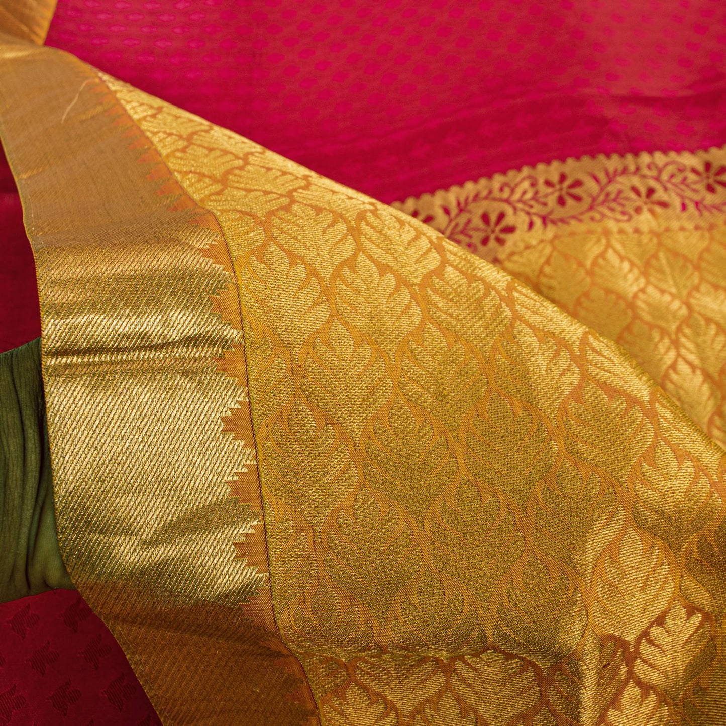 Sanskriti Vintage Pink Cotton Silk Kanjivaram Saree Fabric Hand Woven Zari Sari