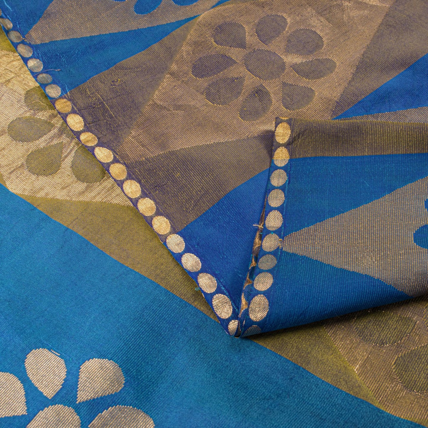 Sanskriti Vintage Saree Blue Pure Silk Brocade Zari Hand Woven Sari 5.5+YD Craft