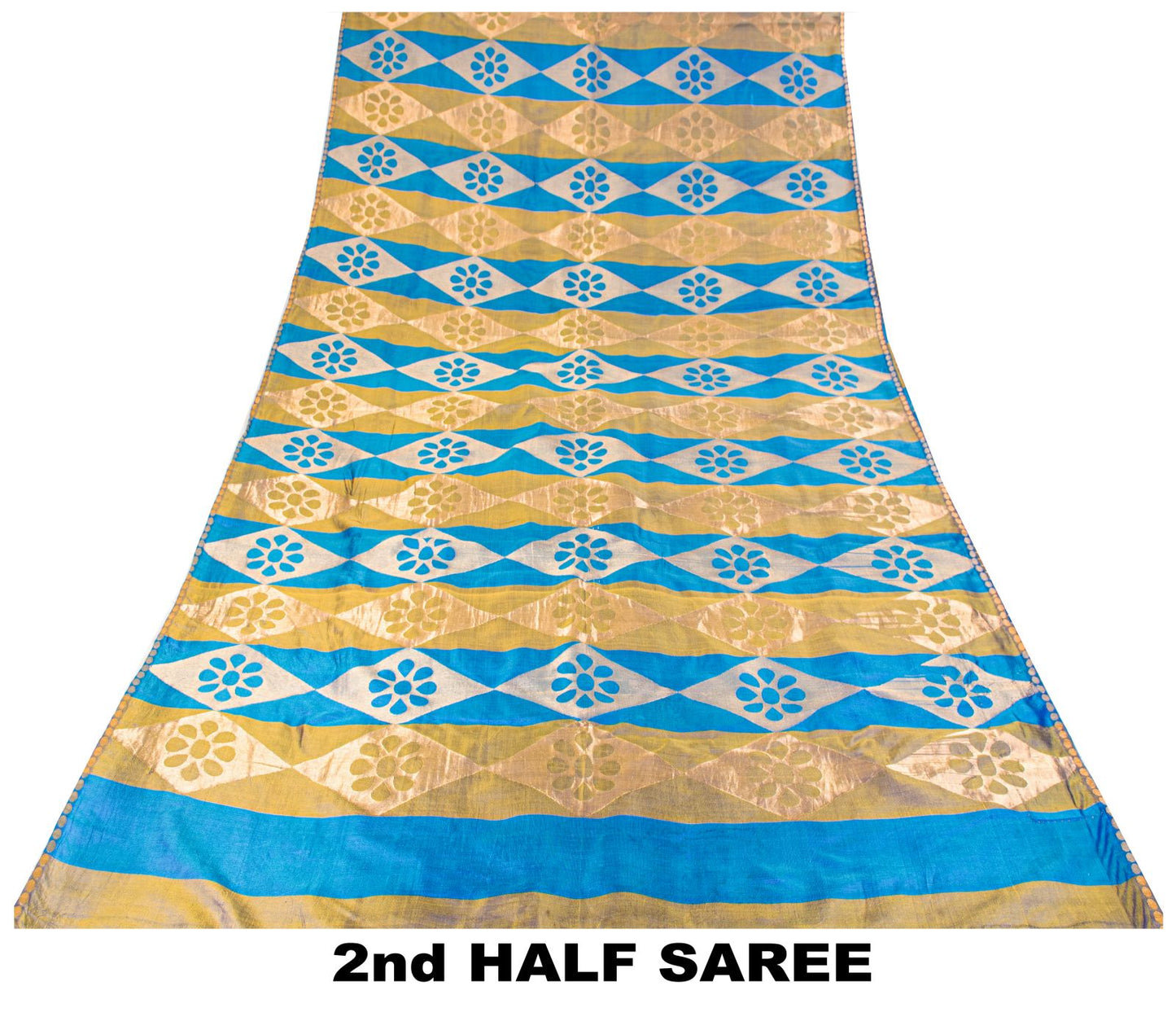 Sanskriti Vintage Saree Blue Pure Silk Brocade Zari Hand Woven Sari 5.5+YD Craft