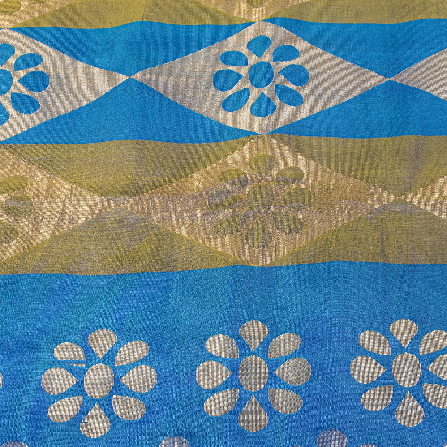 Sanskriti Vintage Saree Blue Pure Silk Brocade Zari Hand Woven Sari 5.5+YD Craft