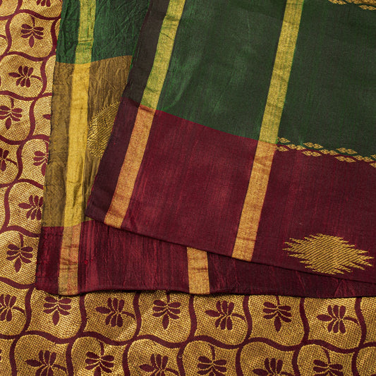 Sanskriti Vintage Saree Multicolor 100%Pure Silk Hand Woven Zari Sari 6YD Fabric