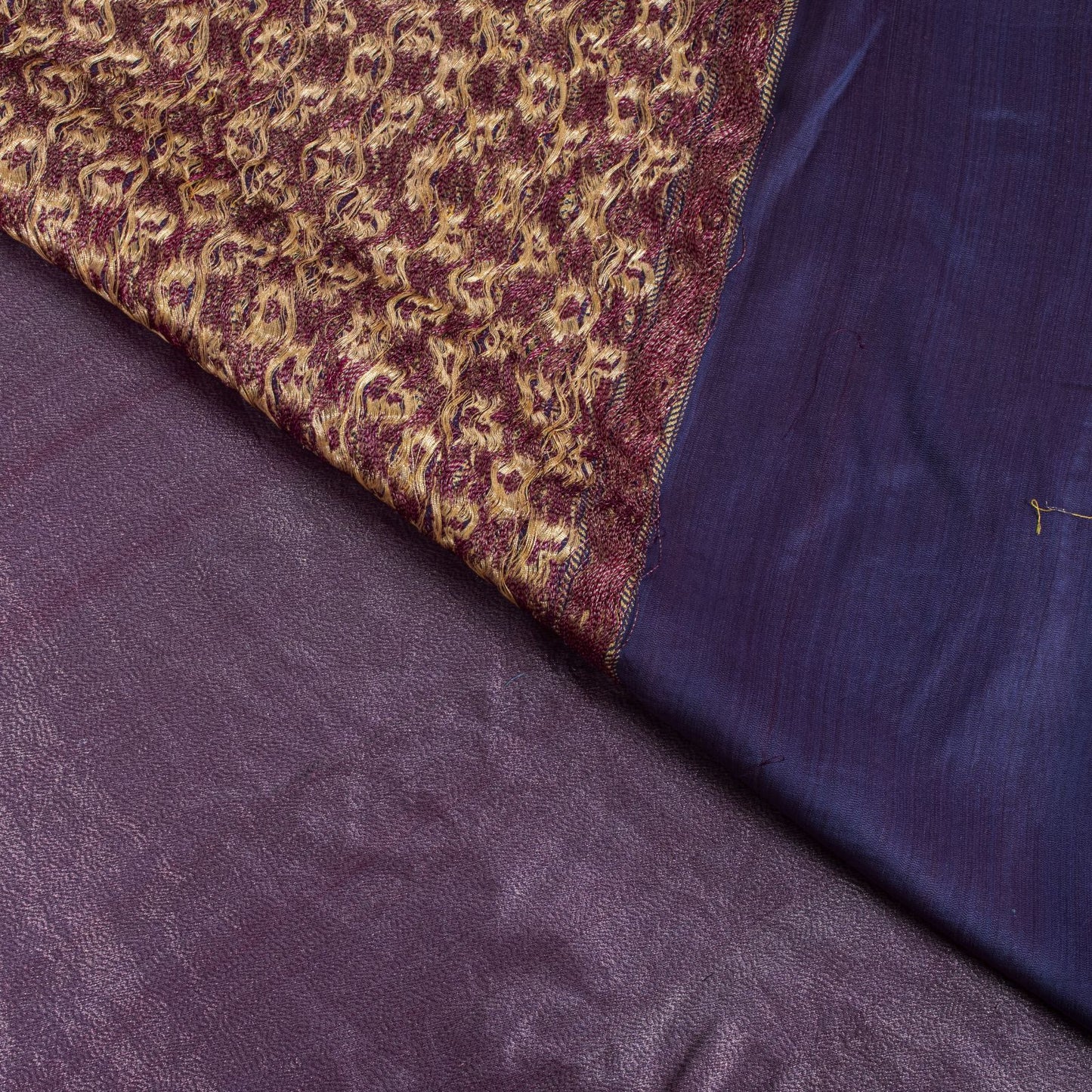 Sanskriti Vintage Saree 100%Pure Silk Violet Hand Woven Sari 5.5+YD Craft Fabric