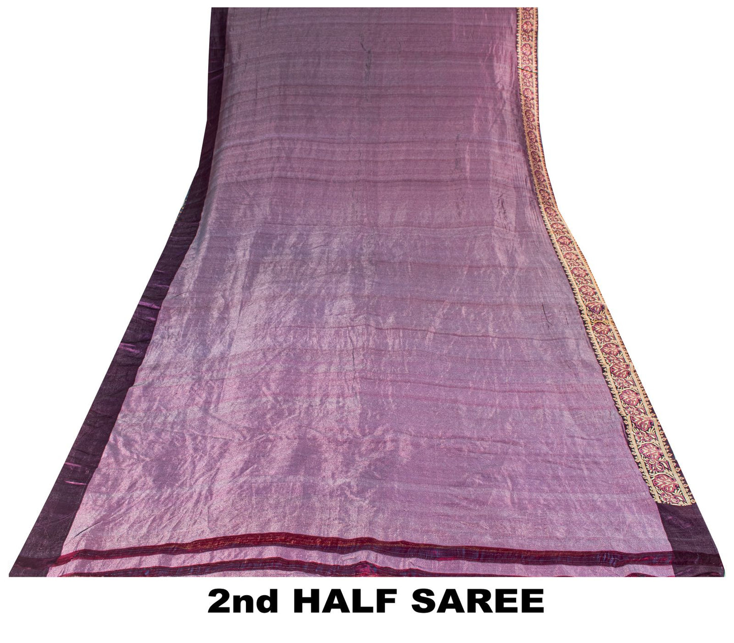 Sanskriti Vintage Saree 100%Pure Silk Violet Hand Woven Sari 5.5+YD Craft Fabric