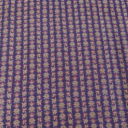 Sanskriti Vintage Saree 100%Pure Silk Violet Hand Woven Sari 5.5+YD Craft Fabric