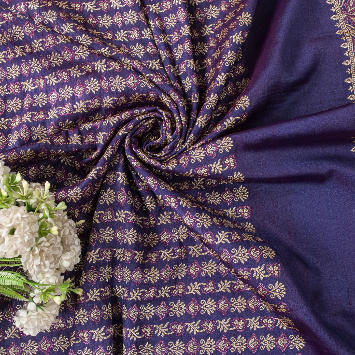 Sanskriti Vintage Saree 100%Pure Silk Violet Hand Woven Sari 5.5+YD Craft Fabric