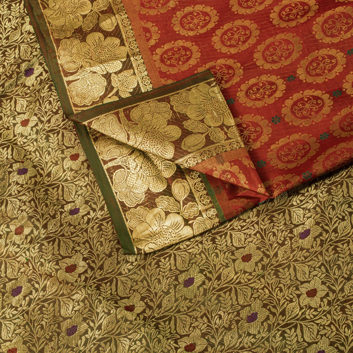 Sanskriti Vintage Saree Red Pure Silk Kanjivaram Zari Hand Woven Wedding 5YDSari
