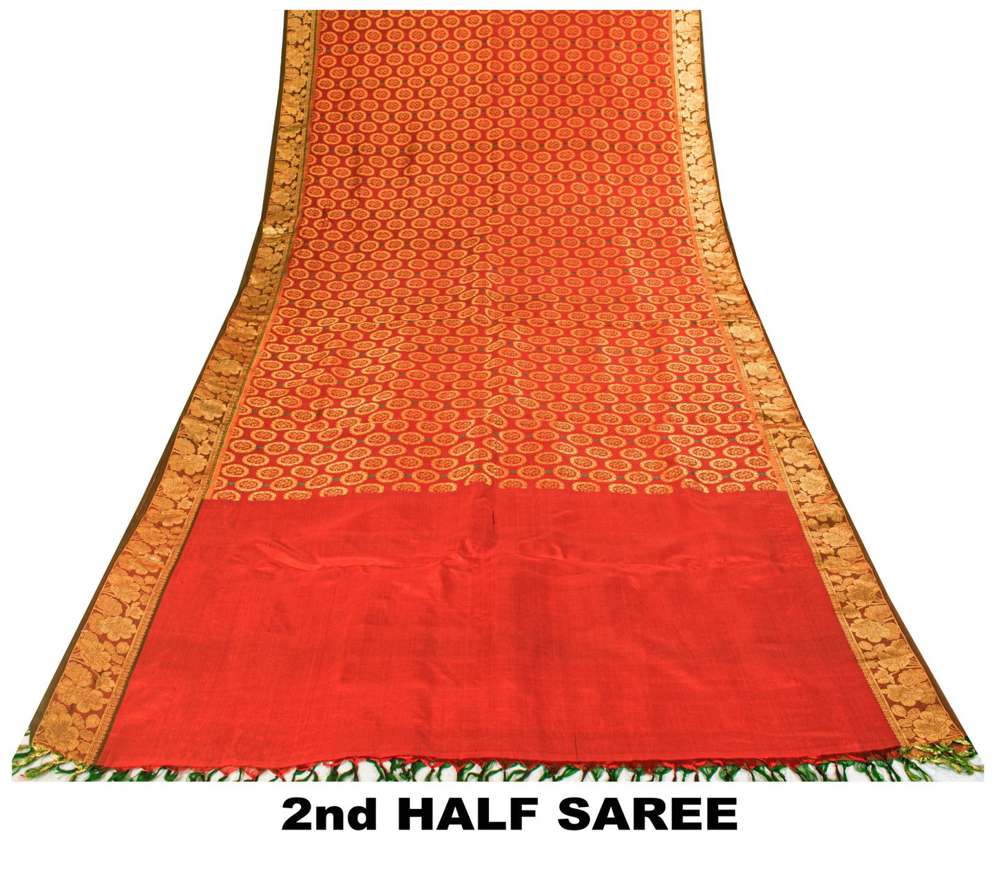 Sanskriti Vintage Saree Red Pure Silk Kanjivaram Zari Hand Woven Wedding 5YDSari