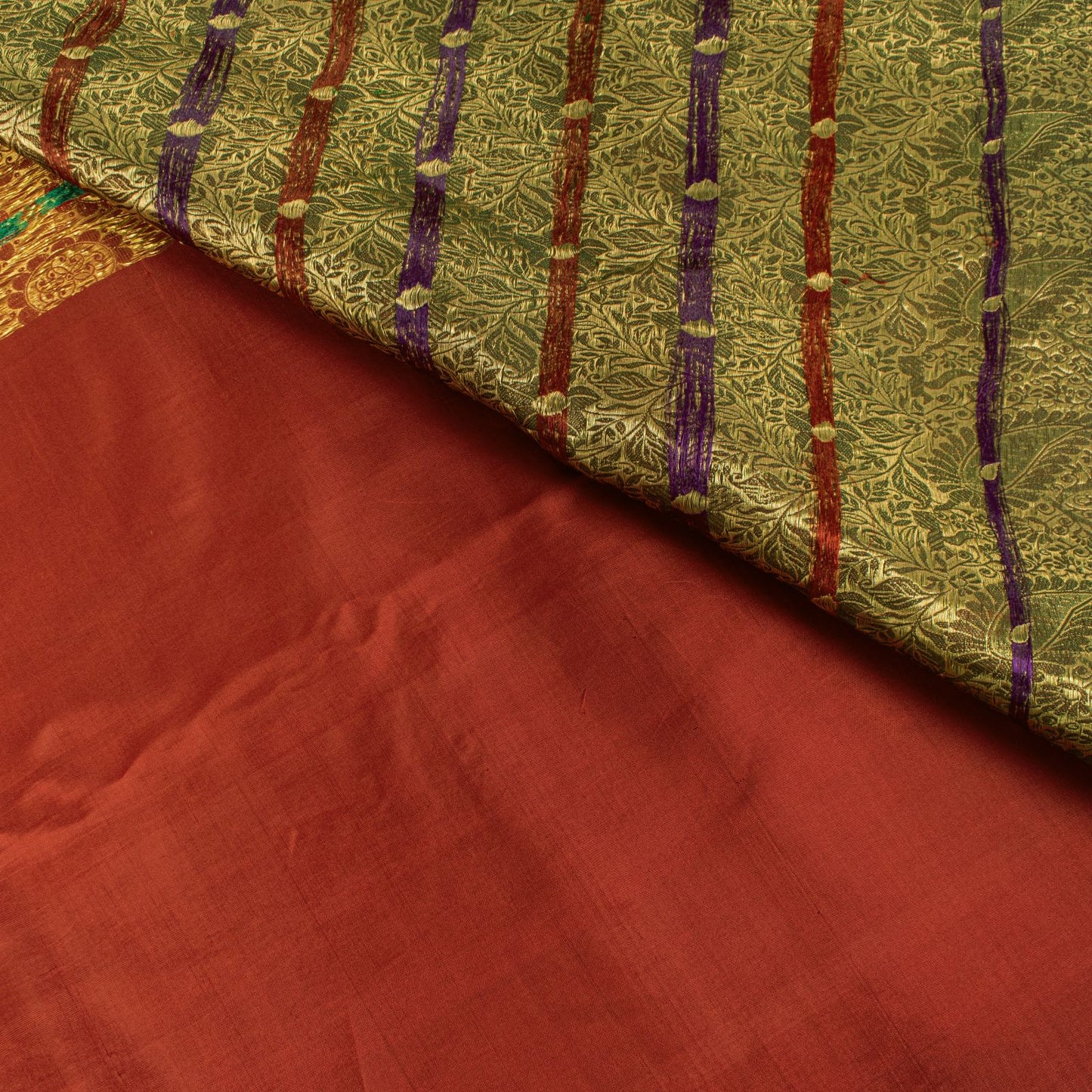 Sanskriti Vintage Saree Red Pure Silk Kanjivaram Zari Hand Woven Wedding 5YDSari