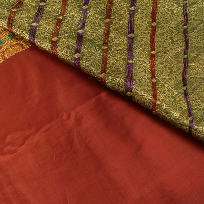 Sanskriti Vintage Saree Red Pure Silk Kanjivaram Zari Hand Woven Wedding 5YDSari