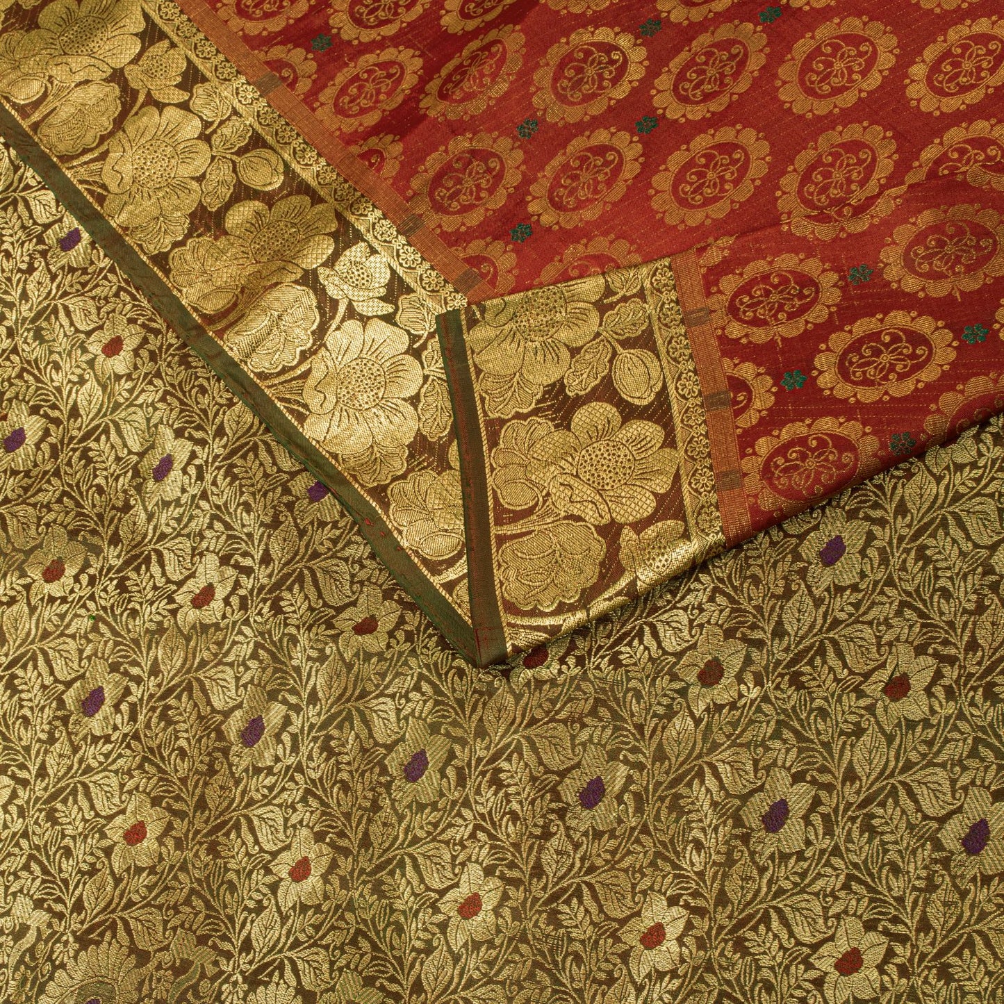 Sanskriti Vintage Saree Red Pure Silk Kanjivaram Zari Hand Woven Wedding 5YDSari