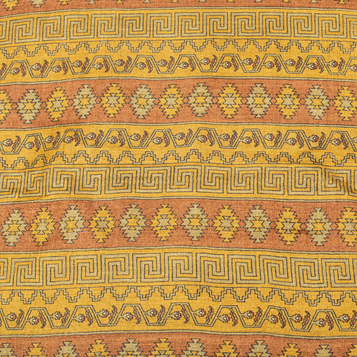 Sanskriti Vintage Saree Green Pure Silk Aasame Border Geometric Print Sari 5.5YD