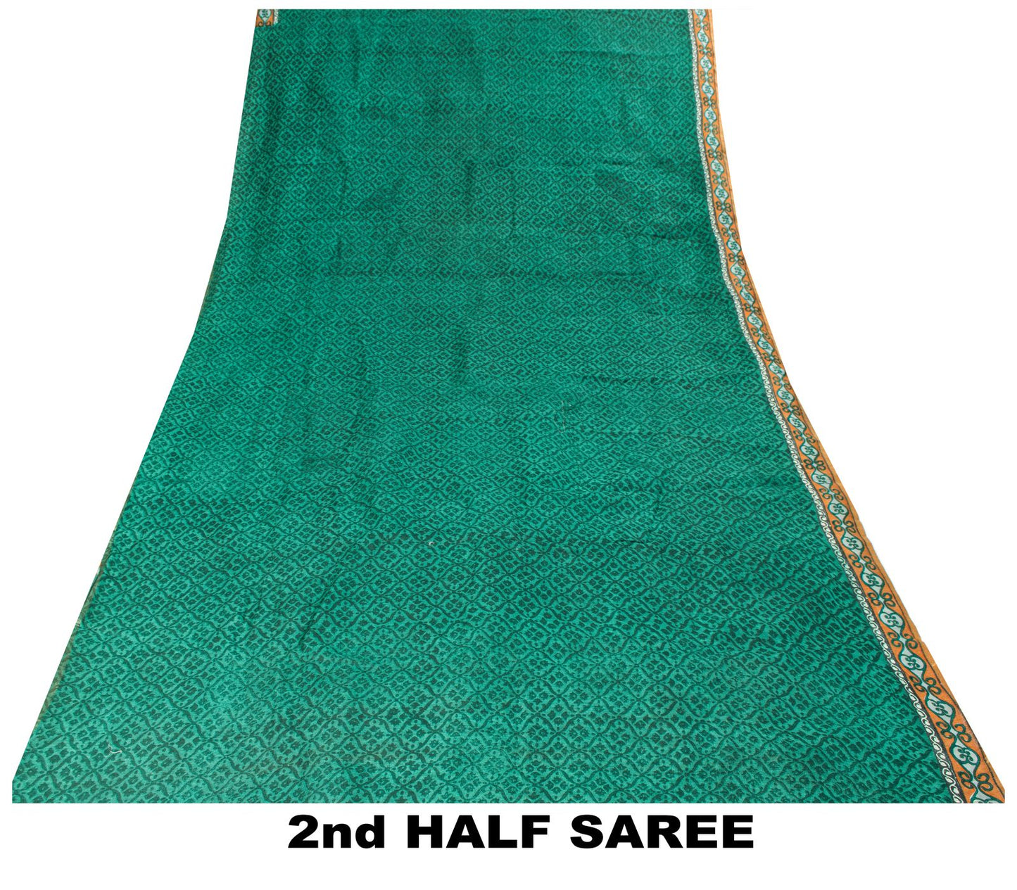Sanskriti Vintage Saree Green 100% Pure Tussar Silk Floral Print Sari 5+YD Craft