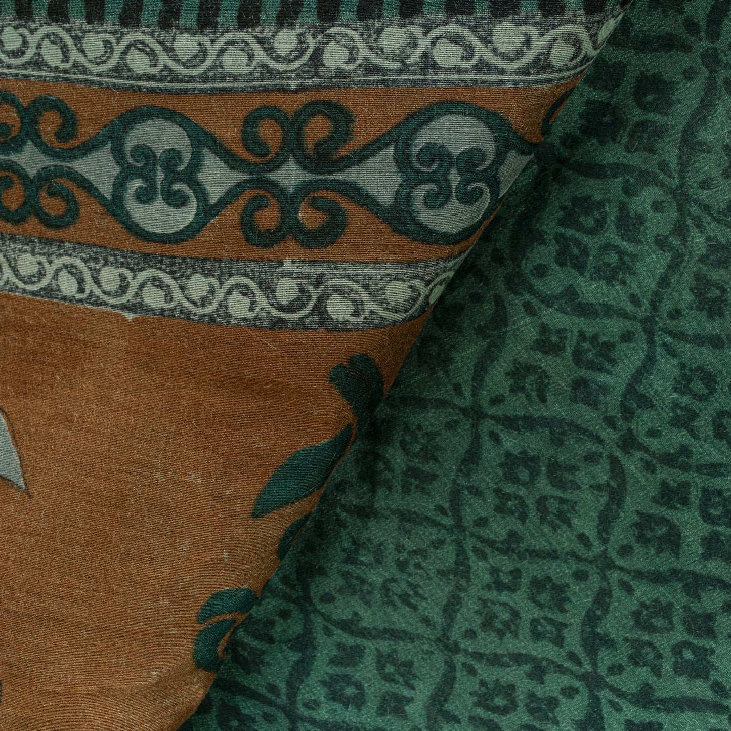 Sanskriti Vintage Saree Green 100% Pure Tussar Silk Floral Print Sari 5+YD Craft