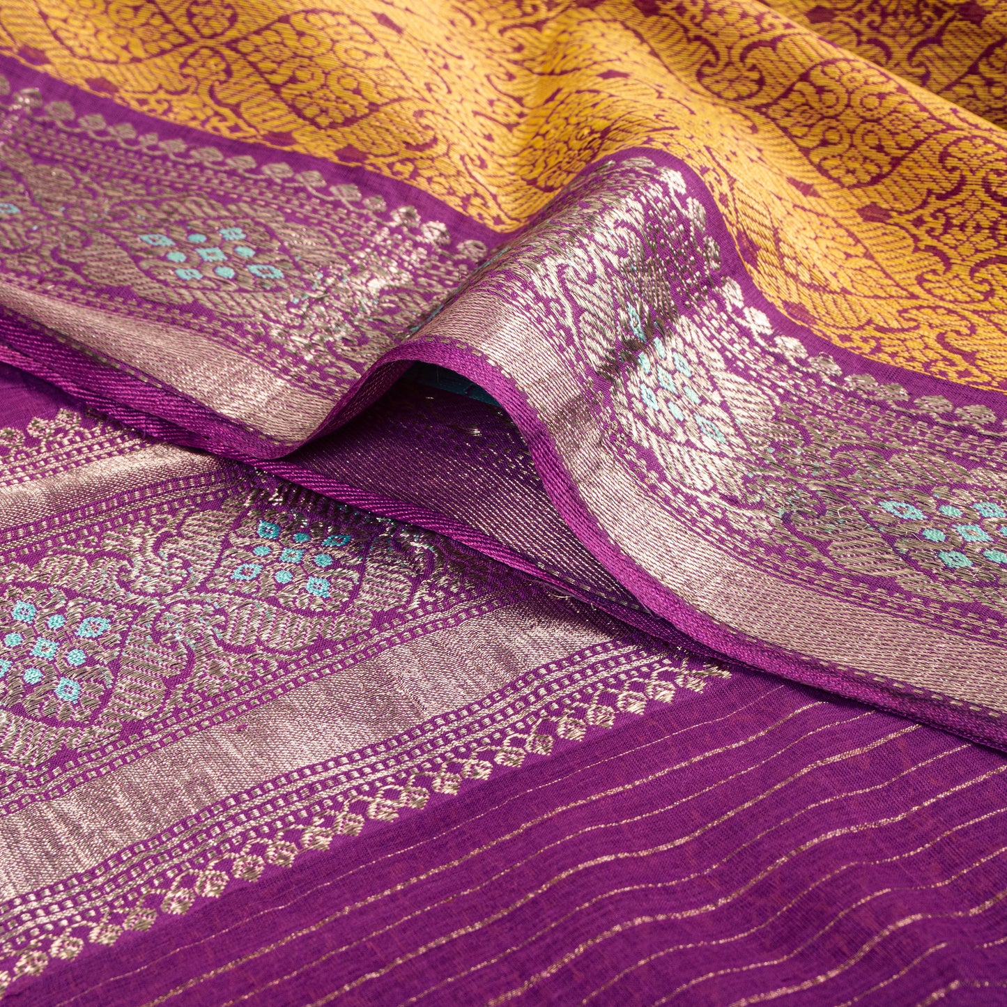 Sanskriti Vintage Saree Yellow Cotton Silk Hand Woven Bollywood Sari 5+Yd Fabric
