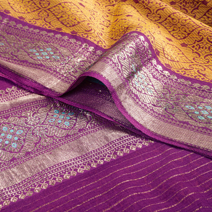 Sanskriti Vintage Saree Yellow Cotton Silk Hand Woven Bollywood Sari 5+Yd Fabric