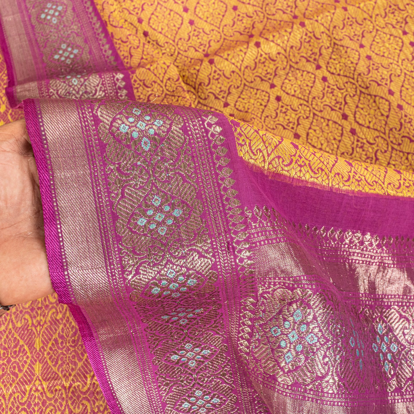 Sanskriti Vintage Saree Yellow Cotton Silk Hand Woven Bollywood Sari 5+Yd Fabric