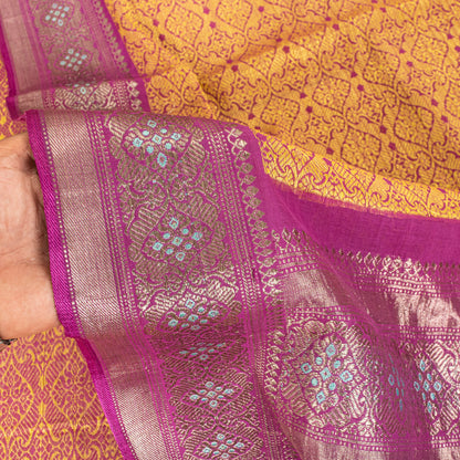 Sanskriti Vintage Saree Yellow Cotton Silk Hand Woven Bollywood Sari 5+Yd Fabric