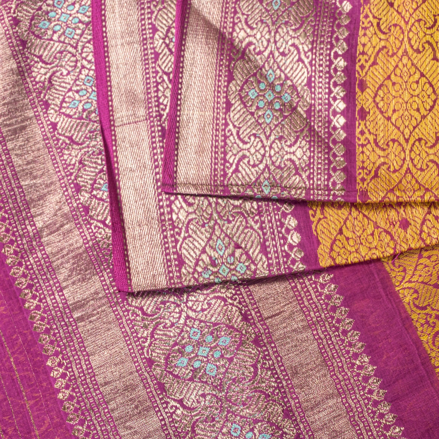Sanskriti Vintage Saree Yellow Cotton Silk Hand Woven Bollywood Sari 5+Yd Fabric