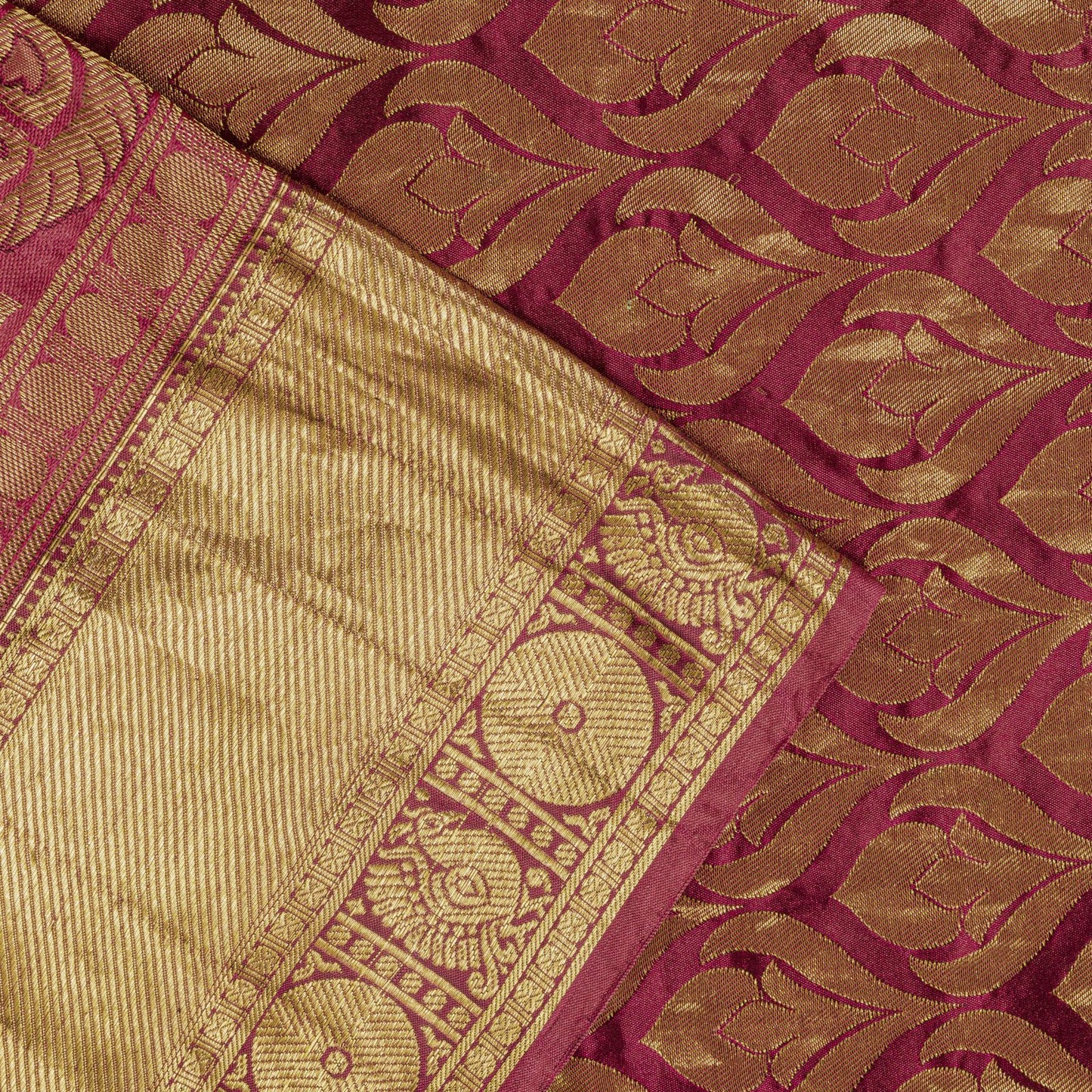 Sanskriti Vintage Saree Yellow Blend Silk Kanchipuram-Paithani Peacock Zari Sari