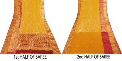 Sanskriti Vintage Saree Yellow Blend Silk Kanchipuram-Paithani Peacock Zari Sari