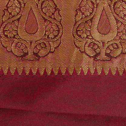 Sanskriti Vintage Saree Yellow Blend Silk Kanchipuram-Paithani Peacock Zari Sari