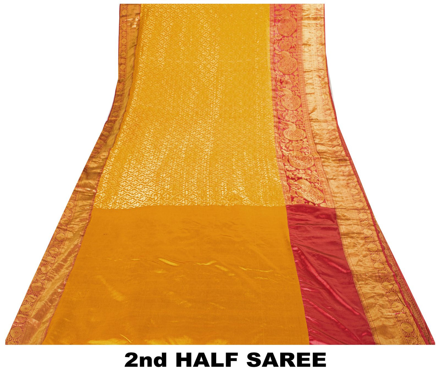 Sanskriti Vintage Saree Yellow Blend Silk Kanchipuram-Paithani Peacock Zari Sari