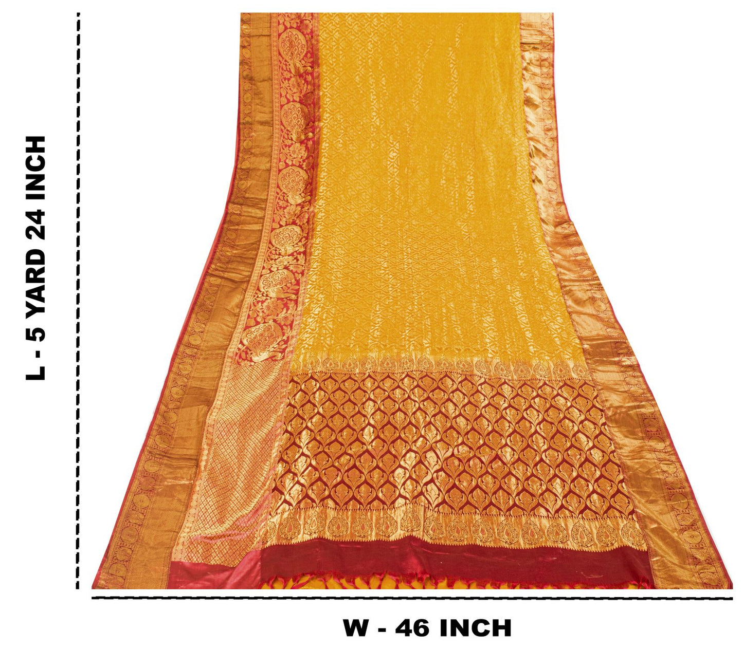 Sanskriti Vintage Saree Yellow Blend Silk Kanchipuram-Paithani Peacock Zari Sari