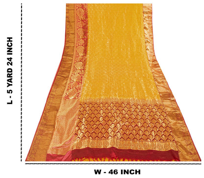 Sanskriti Vintage Saree Yellow Blend Silk Kanchipuram-Paithani Peacock Zari Sari