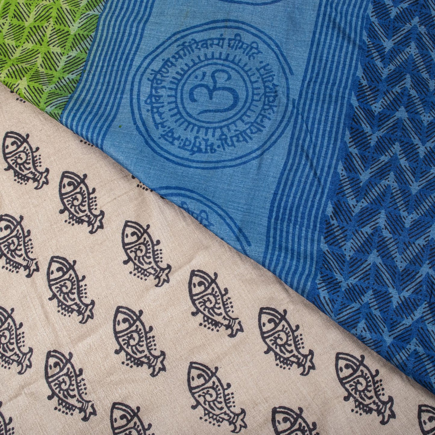 Sanskriti Vintage Saree Gray Cotton Silk Machlipatanam Kalamkari Hand Block Sari