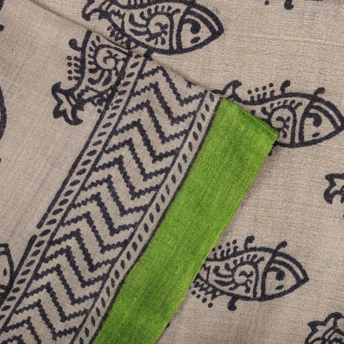Sanskriti Vintage Saree Gray Cotton Silk Machlipatanam Kalamkari Hand Block Sari