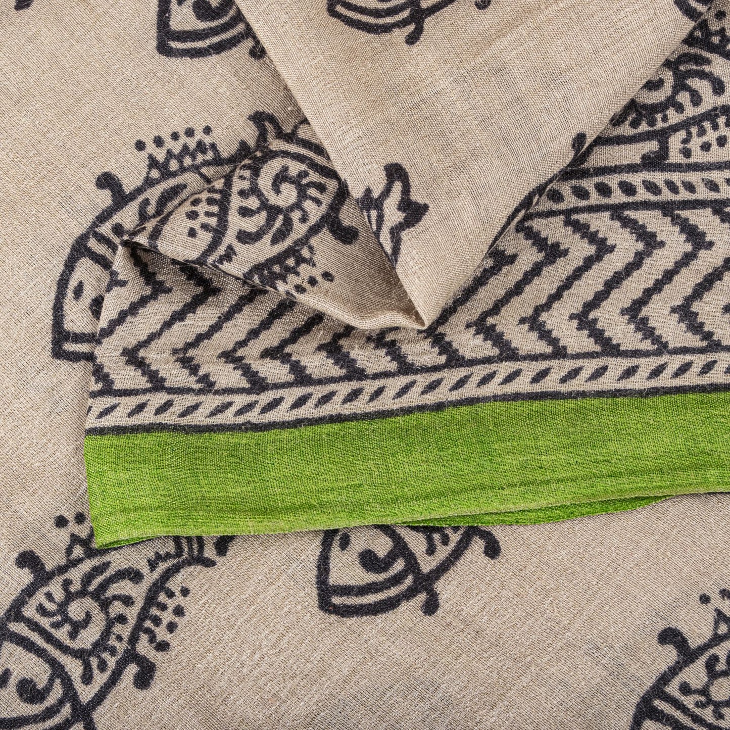 Sanskriti Vintage Saree Gray Cotton Silk Machlipatanam Kalamkari Hand Block Sari
