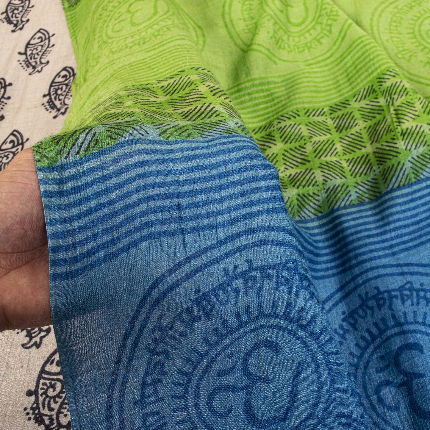 Sanskriti Vintage Saree Gray Cotton Silk Machlipatanam Kalamkari Hand Block Sari