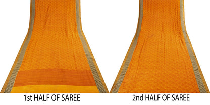 Sanskriti Vintage Saree Orange Shell Printed-Woven Border Sari