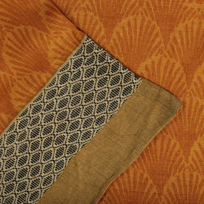 Sanskriti Vintage Saree Orange Shell Printed-Woven Border Sari