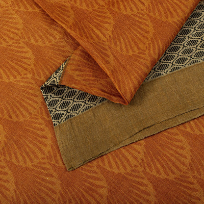 Sanskriti Vintage Saree Orange Shell Printed-Woven Border Sari